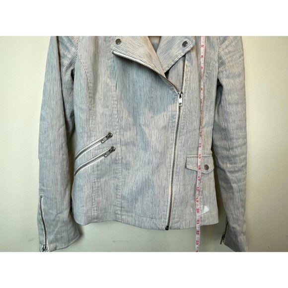 Chelsea28 Women Slim Lapel Multiple Zippers Motorcycle Jacket Gray White Size XS - Picture 5 of 7